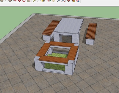 园林景观详细的桌凳组合设计su模型[原创]